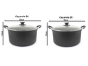 Ver imagem 2 de Kit 2 Caçarolas Tamanho Grande Familia Dona Chefa Anti Aderente Tampa de Vidro 24cm 28cm