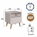 Ver imagem 3 de Mesa de Cabeceira 47cm X 58cm com Gaveta Nicho e Pés Palito Cor:bege Dunas