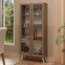 Ver imagem 1 de Cristaleira 70 Cm 2 Portas de Vidro com Pés Cônicos Rustic/branco Madesa Rustic/branco