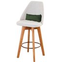 Ver imagem 4 de Kit 05 Banquetas Linho Bege E Almofada Suede Verde Musgo