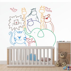 Adesivo de Parede Infantil Safari Baby em Linhas