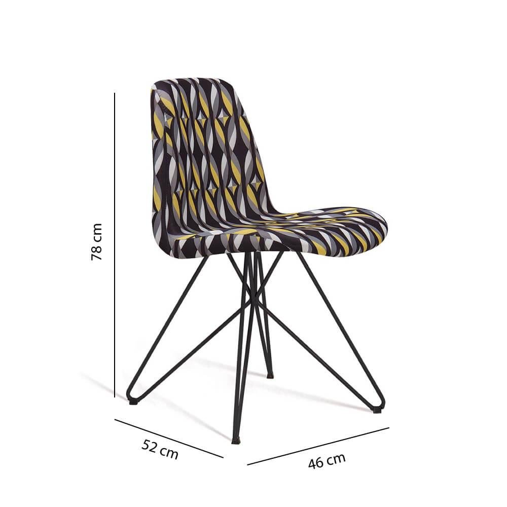 Cadeira Estofada Eames com Pés de Aço - Colorido Preto - 4