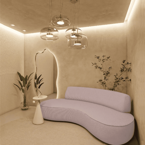 Sofá Curvo 2 Lugares Orgânico Amsterdã 140cm Linho Rose- Mabe Magazine