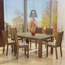 Ver imagem 1 de Conjunto Sala de Jantar Madesa Analu Mesa Tampo de Madeira com 6 Cadeiras Rustic/Floral Hibiscos Cor