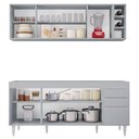 Ver imagem 6 de Armário de Cozinha Nevada e Balcão para Pia 180cm Dallas Cinza Claro - Lumil