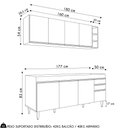 Ver imagem 5 de Armário de Cozinha Nevada e Balcão para Pia 180cm Dallas Cinza Claro - Lumil