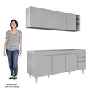 Ver imagem 5 de Armário de Cozinha Nevada e Balcão para Pia 180cm Dallas Cinza Claro - Lumil