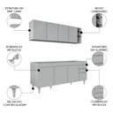Ver imagem 3 de Armário de Cozinha Nevada e Balcão para Pia 180cm Dallas Cinza Claro - Lumil