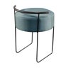 Puff Redondo Ivar em Linho e Base Metal Preto Agarb Decor:linho Azul - 2
