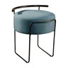 Puff Redondo Ivar em Linho e Base Metal Preto Agarb Decor:linho Azul - 1