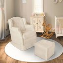 Ver imagem 2 de Poltrona Amamentação com Balanço e Puff Luxo Suede Manuela:Bege