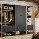 Ver imagem 1 de Guarda-Roupa Closet Casal com Cabideiros 2 Portas 6 Gavetas 232cm Preto