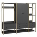 Ver imagem 2 de Guarda-Roupa Closet Casal com Cabideiros 2 Portas 6 Gavetas 232cm Preto