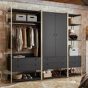 Ver imagem 4 de Guarda-Roupa Closet Casal com Cabideiros 2 Portas 6 Gavetas 232cm Preto