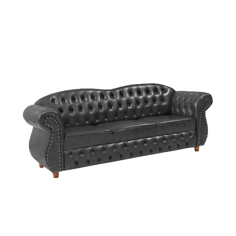 Sofá Chesterfield Merlo 3 Lugares 1,80 - Corano Preto / Decoração, recepção, sala tv estar