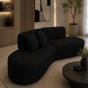 Ver imagem 1 de Sofá Curvo Orgânico Virginia 300cm Luxo Sala Boucle: Preto
