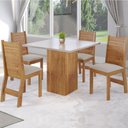 Ver imagem 2 de Conjunto de Mesa Sala de Jantar Lord Quadrada 0,90m 4 Cadeiras Veludo Viero Madeirado