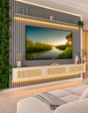 Ver imagem 1 de Conjunto Módulo Home Painel Ripado Nicho Suspenso Palina 230 Cor:Offwhite/Cinza