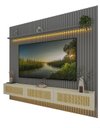 Ver imagem 3 de Conjunto Módulo Home Painel Ripado Nicho Suspenso Palina 230 Cor:Offwhite/Cinza