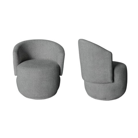 Kit 2 Poltronas Decorativa Beatriz Orgânica Linho Cinza