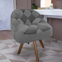 Ver imagem 1 de Poltrona Paloma Escritório Sala Giratória Madeira Suede Cinza e Suede Grafite - Dominic Decor