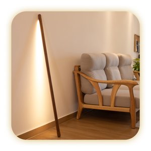 Luminária Decorativa de Piso Madeira Maciça Nogueira Americana