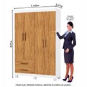 Ver imagem 3 de Guarda-Roupa 4 Portas 2 Gavetas com Pés Genova Marrom/Cinamomo/Branco