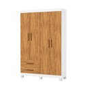 Ver imagem 2 de Guarda-Roupa 4 Portas 2 Gavetas com Pés Genova Marrom/Cinamomo/Branco