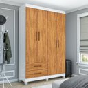 Ver imagem 1 de Guarda-Roupa 4 Portas 2 Gavetas com Pés Genova Marrom/Cinamomo/Branco