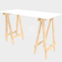 Ver imagem 2 de Escrivaninha Mesa Escritório Cavalete Pes Em Pratica 120cm Madeira E Branca