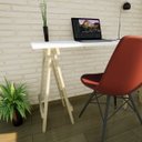 Ver imagem 4 de Escrivaninha Mesa Escritório Cavalete Pes Em Pratica 120cm Madeira E Branca