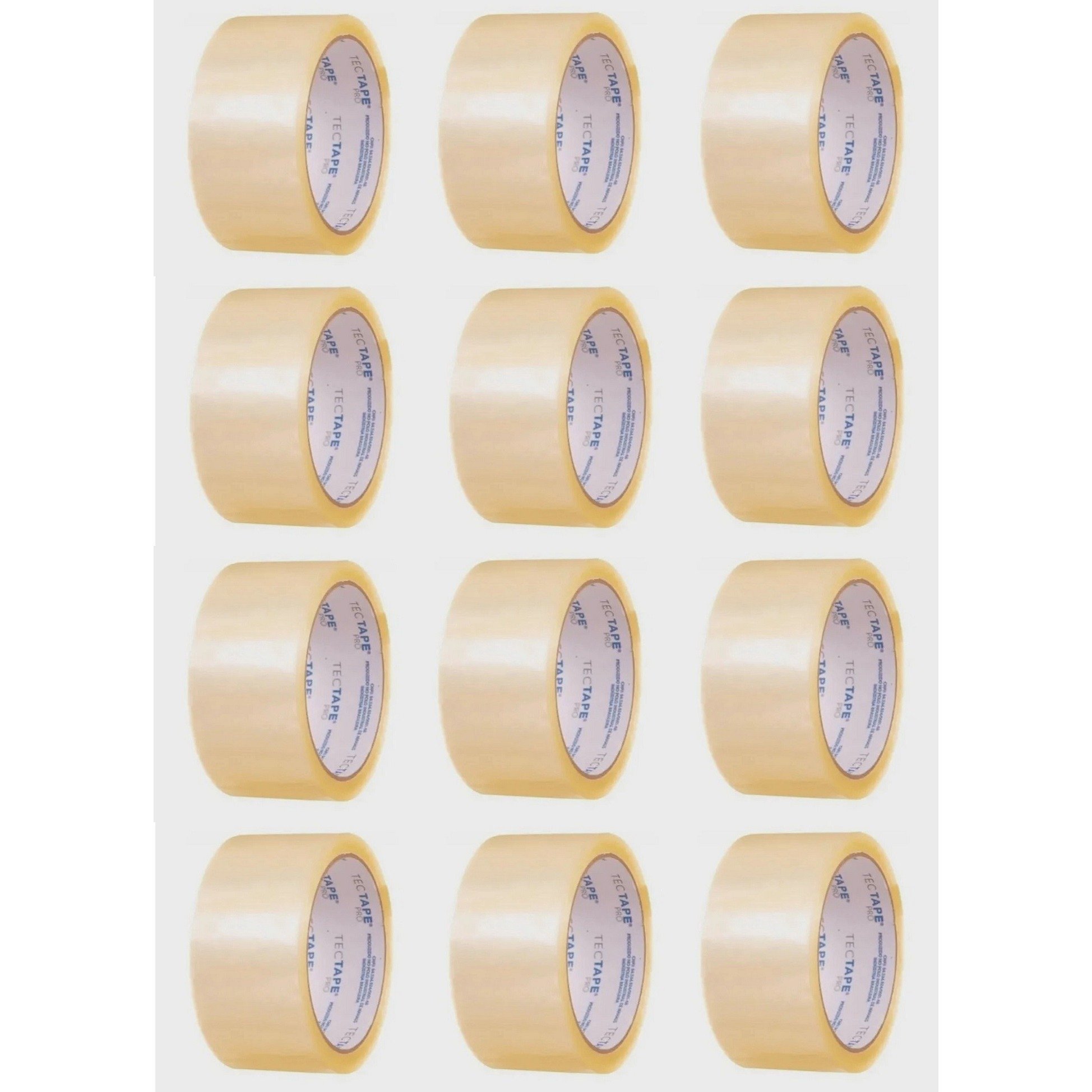 Kit 12 Fita Adesiva Transparente Empacotamento 48mmx100m Tectape - 1