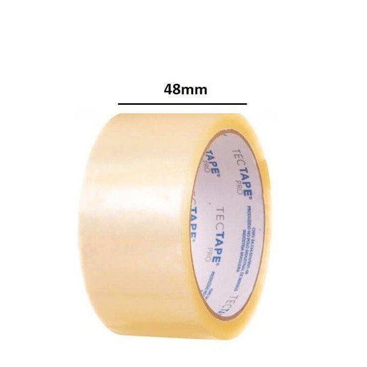 Kit 12 Fita Adesiva Transparente Empacotamento 48mmx100m Tectape - 2