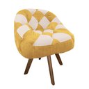Ver imagem 2 de Poltrona Paloma Escritório Sala Giratória Madeira Suede Mostarda e Suede Bege - Dominic Decor