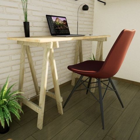 Escrivaninha Mesa Escritório Cavalete Ms Colors 120cm Natural