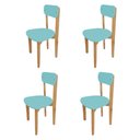 Ver imagem 1 de Kit 4 Cadeiras Infantil para Refeitório Assento e Encosto Azul Base Madeira