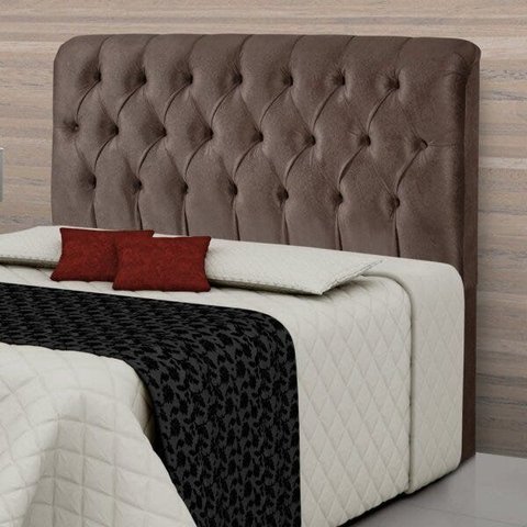 Cabeceira Casal Estofada 143cm Grécia Marrom