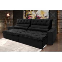 Sofá Retrátil/reclinável França 300cm Suede Velut com Molas no Assento - King House - 2
