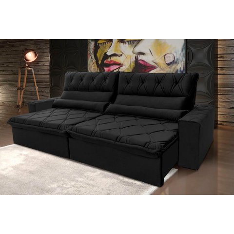 Sofá Retrátil/reclinável França 300cm Suede Velut com Molas no Assento - King House