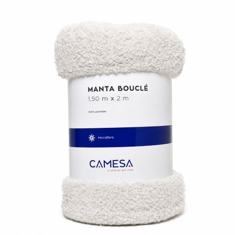 Cobertor Manta Solteiro Peseira para Cama Sofá Antialérgica Bouclé Branco 1,50x2,00m - Camesa