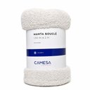 Ver imagem 1 de Cobertor Manta Solteiro Peseira para Cama Sofá Antialérgica Bouclé Branco 1,50x2,00m - Camesa