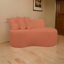 Ver imagem 4 de Sofá Pequeno Orgânico 2 Lugares Living 145 Cm Sala Recepção Clinica Consultório Bouclé - Terra Cota