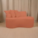 Ver imagem 2 de Sofá Pequeno Orgânico 2 Lugares Living 145 Cm Sala Recepção Clinica Consultório Bouclé - Terra Cota