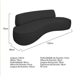 Sofá Curvo 2 Lugares Orgânico Escritório Recepção Sala Amsterdã 120cm Linho - Amarena Móveis - 3