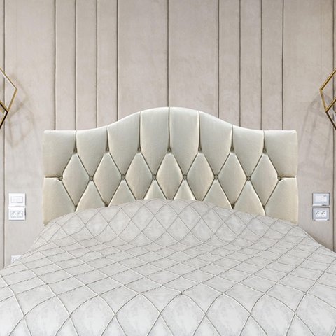 Cabeceira Casal Cama Box Botões Provençal Bege Suede com Pés 120cm Altura Rbl