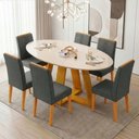 Ver imagem 2 de Conjunto Sala de Jantar Mesa Tampo em Vidro 1,80m Vick 6 Cadeiras Tati