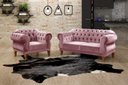 Ver imagem 2 de Conjunto Duquesa Chesterfield 2 Lugares + 1 Poltrona Vintage - Veludo Rosê