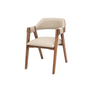 Cadeira Versalhes Madeira Cor Pinhão Estofada Moderna:linho Dourado