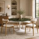 Ver imagem 4 de Mesa de Jantar Saarinen Redonda 160 cm Tampo Mármore Verde Vitória Régia Base Laca Branca