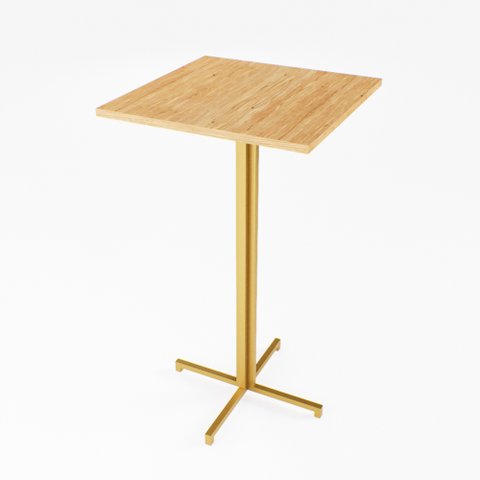 Mesa Alta Bistrô Quadrada 100x50cm Dourada Tampo Pinus Industrial Don Castro Decor Industrial Premiu